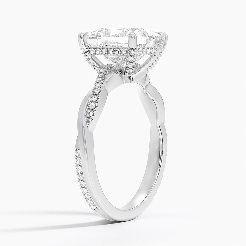 3.25 Karat Prenses Kesim Hidden Halo Tasarım Tektaş Laboratuvar Pırlanta Yüzük 18K  - Talora