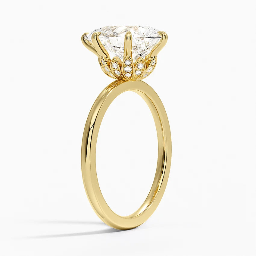Altı Tırnak 3.15 Karat Damla Kesim Hidden Halo Tasarım Tektaş Laboratuvar Pırlanta Yüzük - Delora - Bold Diamonds