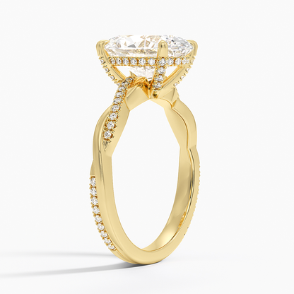 3.25 Karat Oval Kesim Hidden Halo Tasarım Tektaş Laboratuvar Pırlanta Yüzük 18K  - Talora