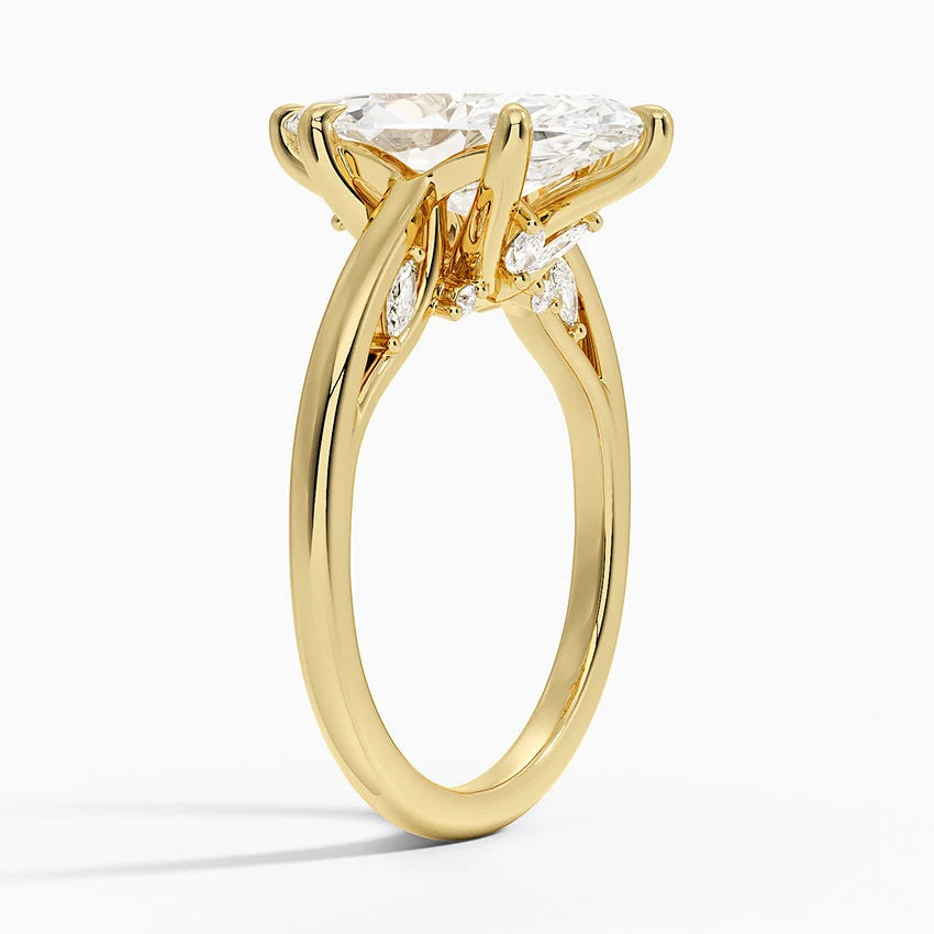 3.30 Karat Marquise Kesim Hidden Halo Tasarım Tektaş Laboratuvar Pırlanta Yüzük - Salzburg