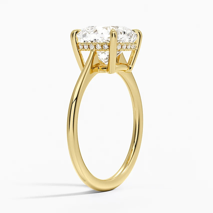 3.10 Karat Cushion Kesim Hidden Halo Tasarım Tektaş Laboratuvar Pırlanta Yüzük - Monaco