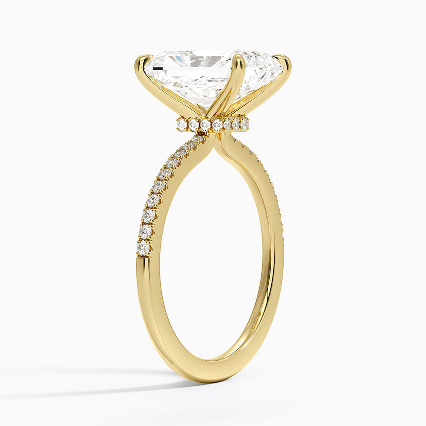 3.25 Karat Radiant Kesim Hidden Halo Tasarım Tektaş Laboratuvar Pırlanta Yüzük - Filora - Bold Diamonds
