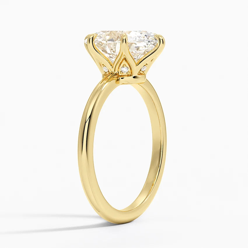 3.10 Karat Oval Kesim Hidden Halo Tasarım Tektaş Laboratuvar Pırlanta Yüzük - Bern