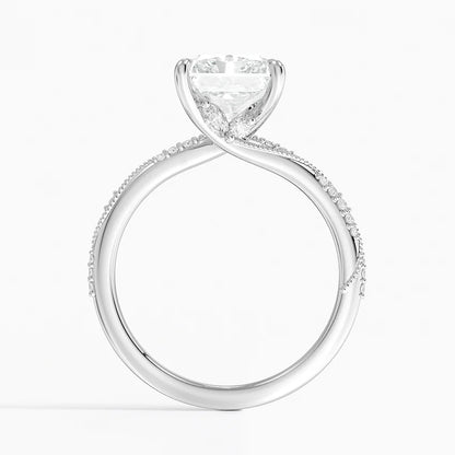 3.25 Karat Radiant Kesim Hidden Halo Tasarım Tektaş Laboratuvar Pırlanta Yüzük 18K  - Melora