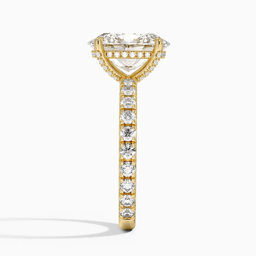 3.75 Karat Oval Kesim Hidden Halo Tasarım Tektaş Laboratuvar Pırlanta Yüzük 18K  - Selora - Bold Diamonds