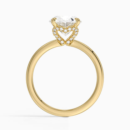 3.15 Oval Kesim Hidden Halo Tasarım Tektaş Laboratuvar Pırlanta Yüzük - Vilora