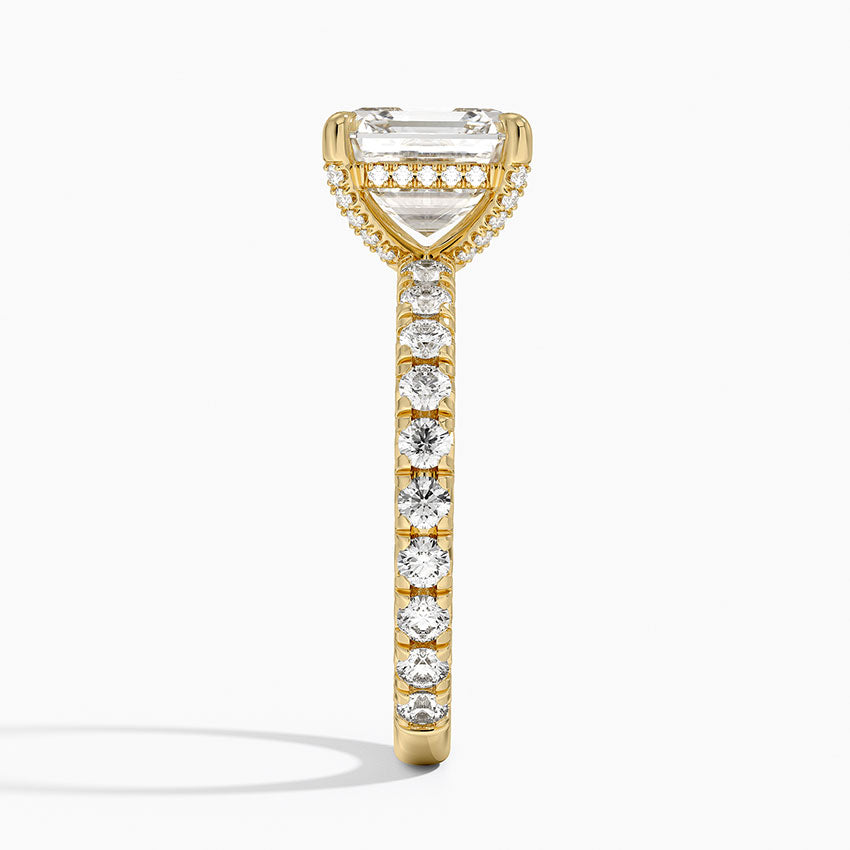 3.75 Karat Asscher Kesim Hidden Halo Tasarım Tektaş Laboratuvar Pırlanta Yüzük 18K  - Selora - Bold Diamonds