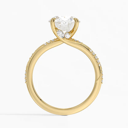 3.25 Karat Oval Kesim Hidden Halo Tasarım Tektaş Laboratuvar Pırlanta Yüzük 18K  - Melora