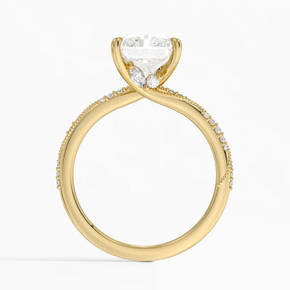3.25 Karat Radiant Kesim Hidden Halo Tasarım Tektaş Laboratuvar Pırlanta Yüzük 18K  - Melora