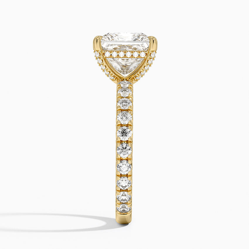 3.75 Karat Prenses Kesim Hidden Halo Tasarım Tektaş Laboratuvar Pırlanta Yüzük 18K  - Selora - Bold Diamonds