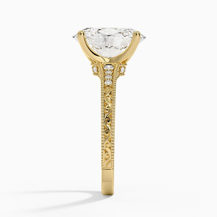 3.15 Oval Kesim Hidden Halo Tasarım Tektaş Laboratuvar Pırlanta Yüzük  - Silora