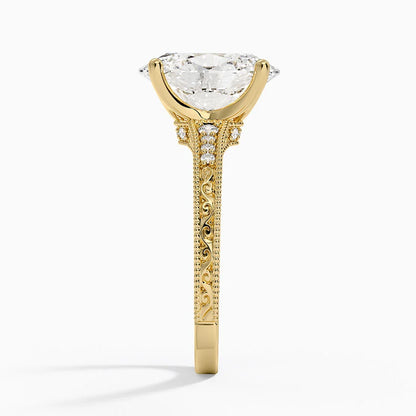 3.15 Oval Kesim Hidden Halo Tasarım Tektaş Laboratuvar Pırlanta Yüzük  - Silora