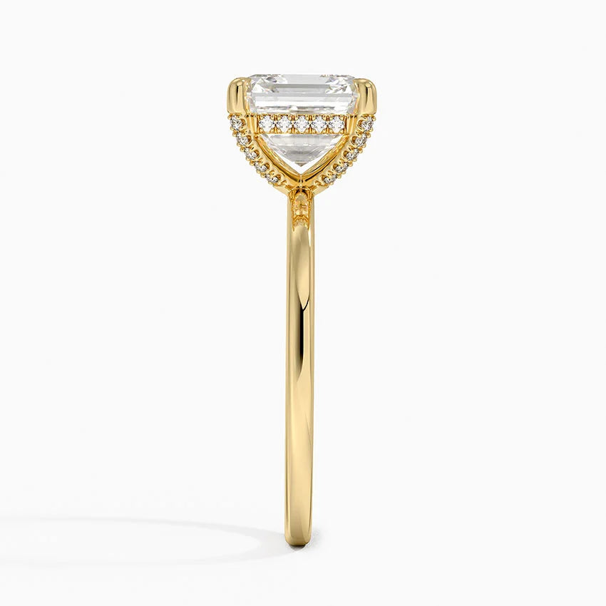 3.15 Karat Asscher Kesim Hidden Halo Tasarım Tektaş Laboratuvar Pırlanta Yüzük - Valencia