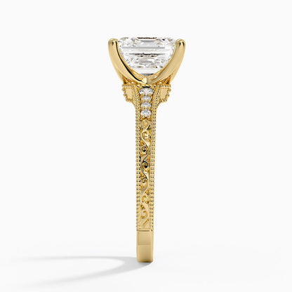 3.15 Asscher Kesim Hidden Halo Tasarım Tektaş Laboratuvar Pırlanta Yüzük 18K - Silora