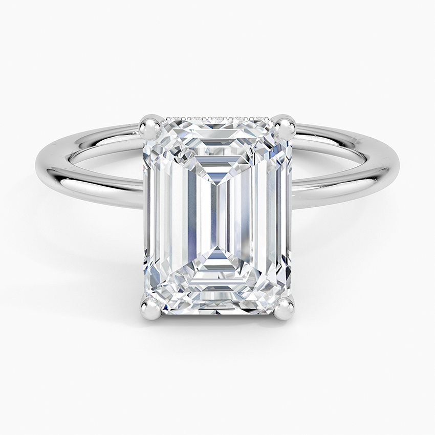 3.10 Karat Emerald Kesim Hidden Halo Tasarım Tektaş Laboratuvar Pırlanta Yüzük - Lucerne