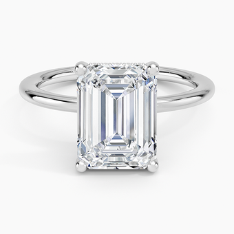 3.10 Karat Emerald Kesim Hidden Halo Tasarım Tektaş Laboratuvar Pırlanta Yüzük - Lucerne