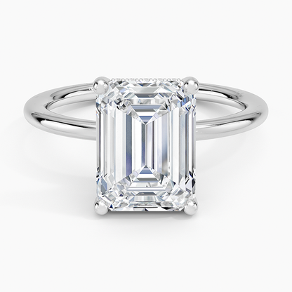 3.10 Emerald Kesim Hidden Halo Tasarım Tektaş Laboratuvar Pırlanta Yüzük - Melara