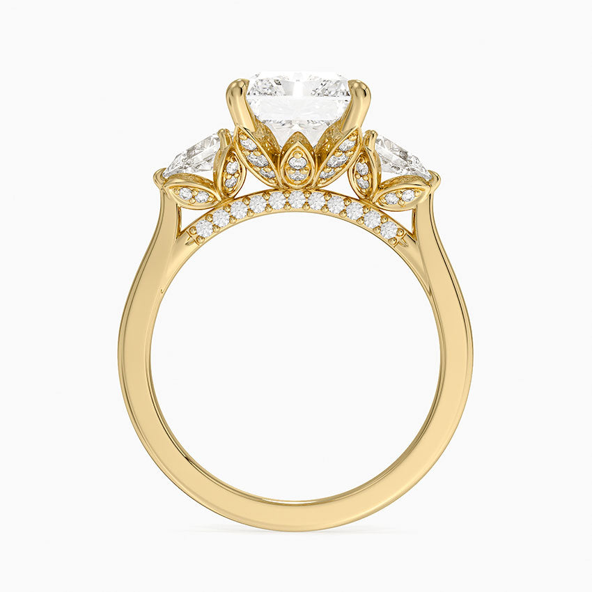 3.75 Karat Radiant Kesim Hidden Halo Tasarım Tektaş Laboratuvar Pırlanta Yüzük - Verona