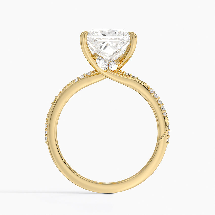 3.25 Karat Prenses Kesim Hidden Halo Tasarım Tektaş Laboratuvar Pırlanta Yüzük 18K  - Melora - Bold Diamonds