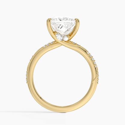 3.25 Karat Prenses Kesim Hidden Halo Tasarım Tektaş Laboratuvar Pırlanta Yüzük 18K  - Melora