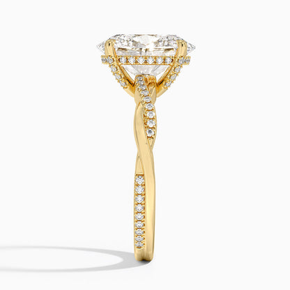 3.25 Karat Oval Kesim Hidden Halo Tasarım Tektaş Laboratuvar Pırlanta Yüzük 18K  - Talora