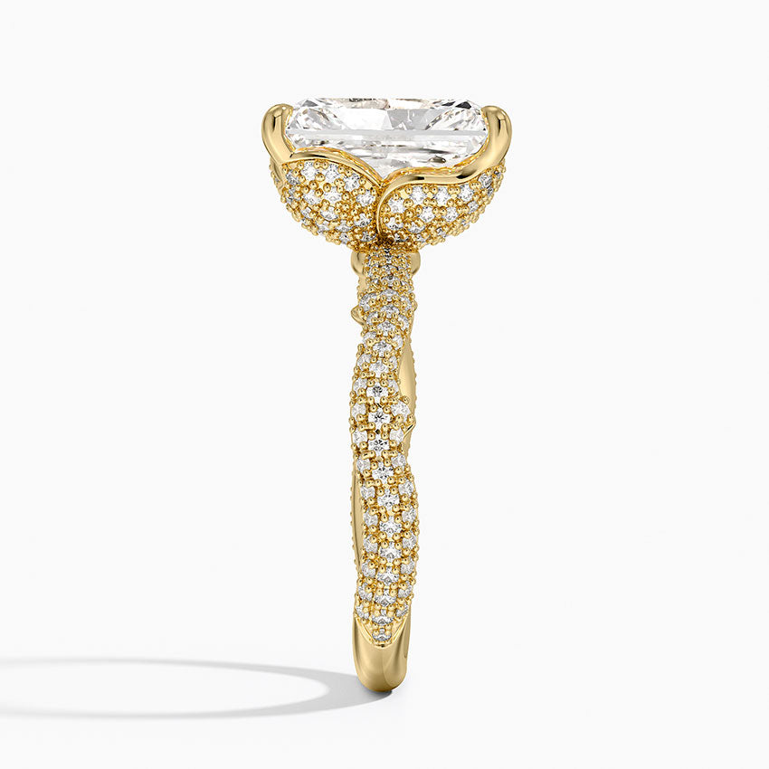 3.75 Karat Radiant Kesim Hidden Halo Tasarım Tektaş Laboratuvar Pırlanta Yüzük - Sorrento