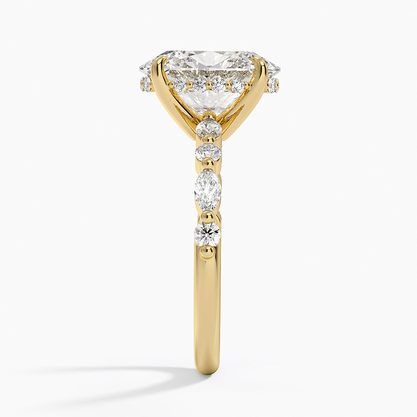 3.50 Karat Oval Kesim Hidden Halo Tasarım Tektaş Laboratuvar Pırlanta Yüzük - Verona