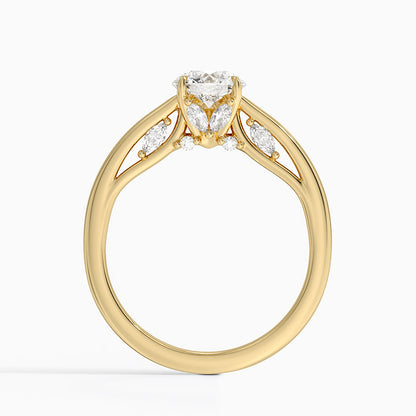 3.30  Hidden Halo Tasarım Tektaş Laboratuvar Pırlanta Yüzük - Dalara