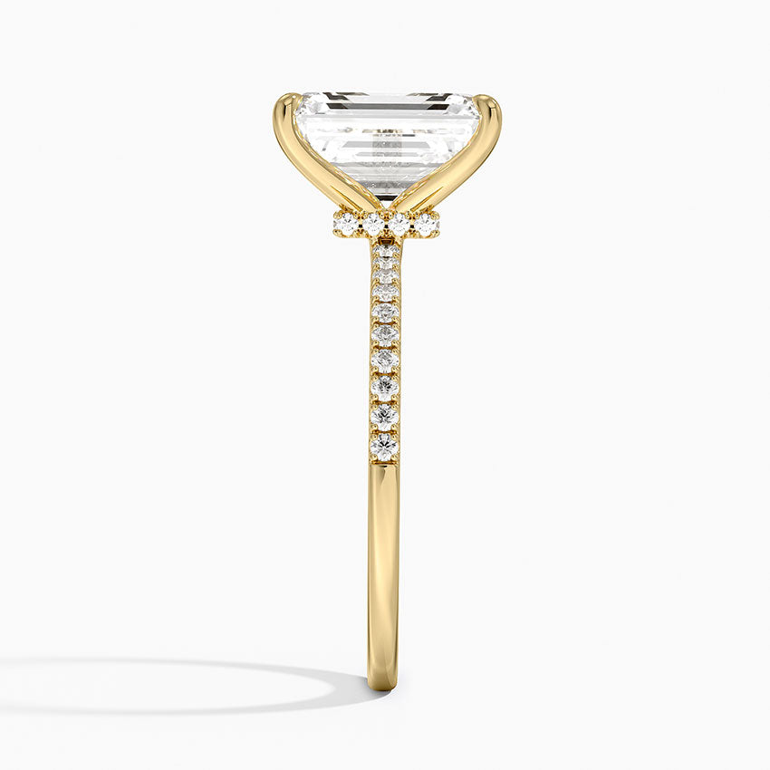3.25 Karat Emerald Kesim Hidden Halo Tasarım Tektaş Laboratuvar Pırlanta Yüzük - Filora - Bold Diamonds