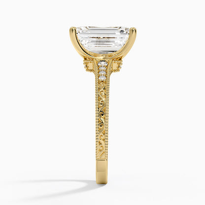 3.15 Emerald Kesim Hidden Halo Tasarım Tektaş Laboratuvar Pırlanta Yüzük - Silora