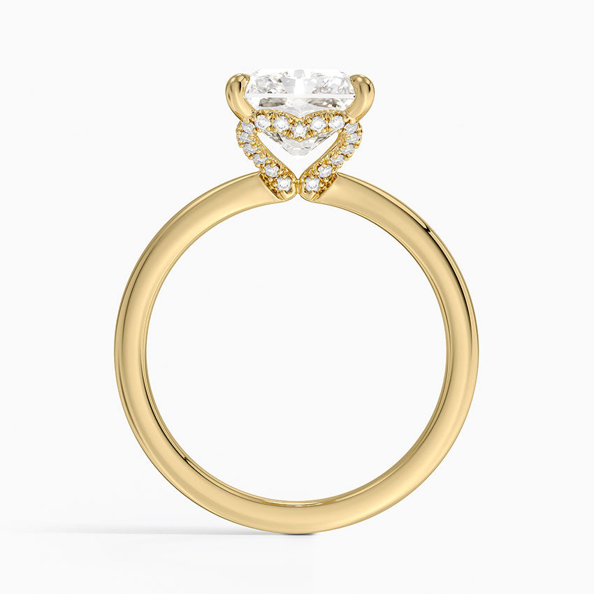 3.15 Karat Radiant Kesim Hidden Halo Tasarım Tektaş Laboratuvar Pırlanta Yüzük - Lyon
