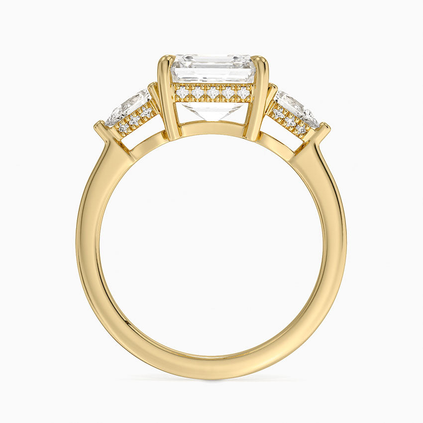 3.50 Asscher Kesim Hidden Halo Tasarım Tektaş Laboratuvar Pırlanta Yüzük - Nilora