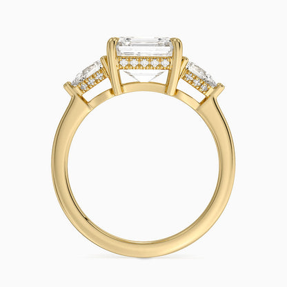 3.50 Asscher Kesim Hidden Halo Tasarım Tektaş Laboratuvar Pırlanta Yüzük - Nilora