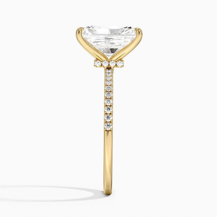 3.25 Karat Radiant Kesim Hidden Halo Tasarım Tektaş Laboratuvar Pırlanta Yüzük - Filora - Bold Diamonds
