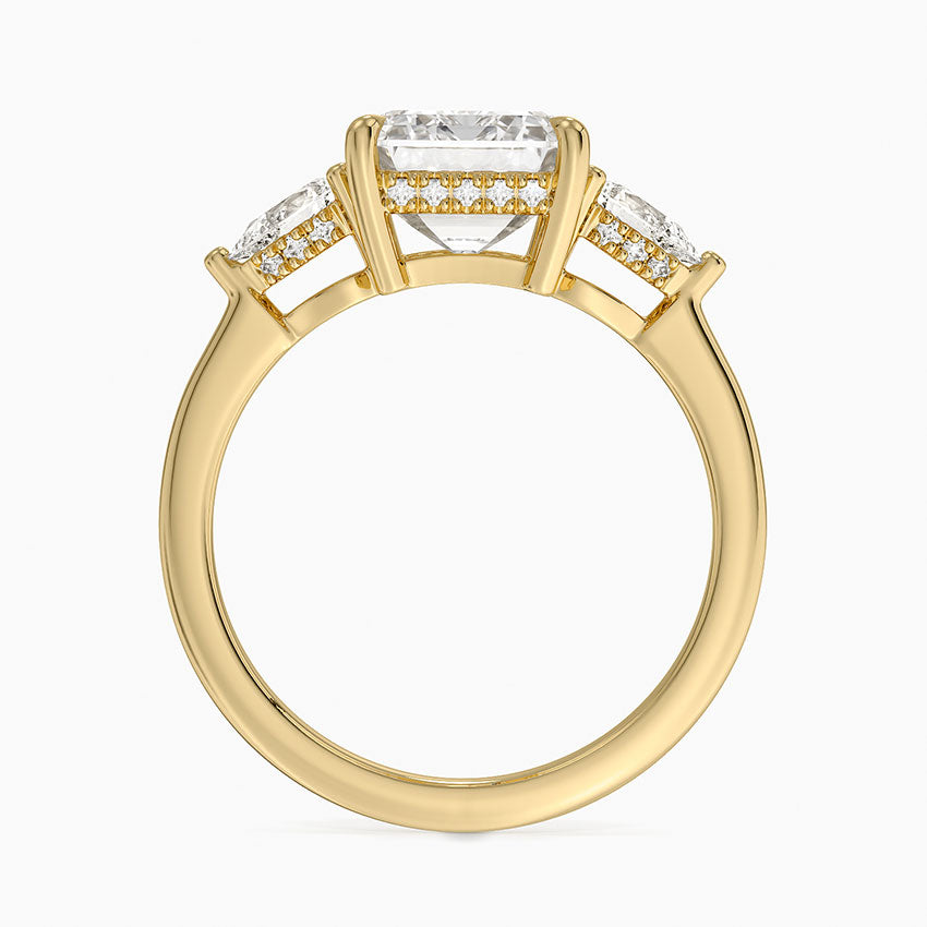 3.50 Emerald Kesim Hidden Halo Tasarım Tektaş Laboratuvar Pırlanta Yüzük - Nilora