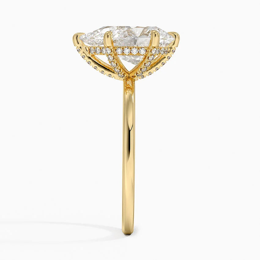 3.15 Karat Damla Kesim Hidden Halo Tasarım Tektaş Laboratuvar Pırlanta Yüzük - Gilora - Bold Diamonds