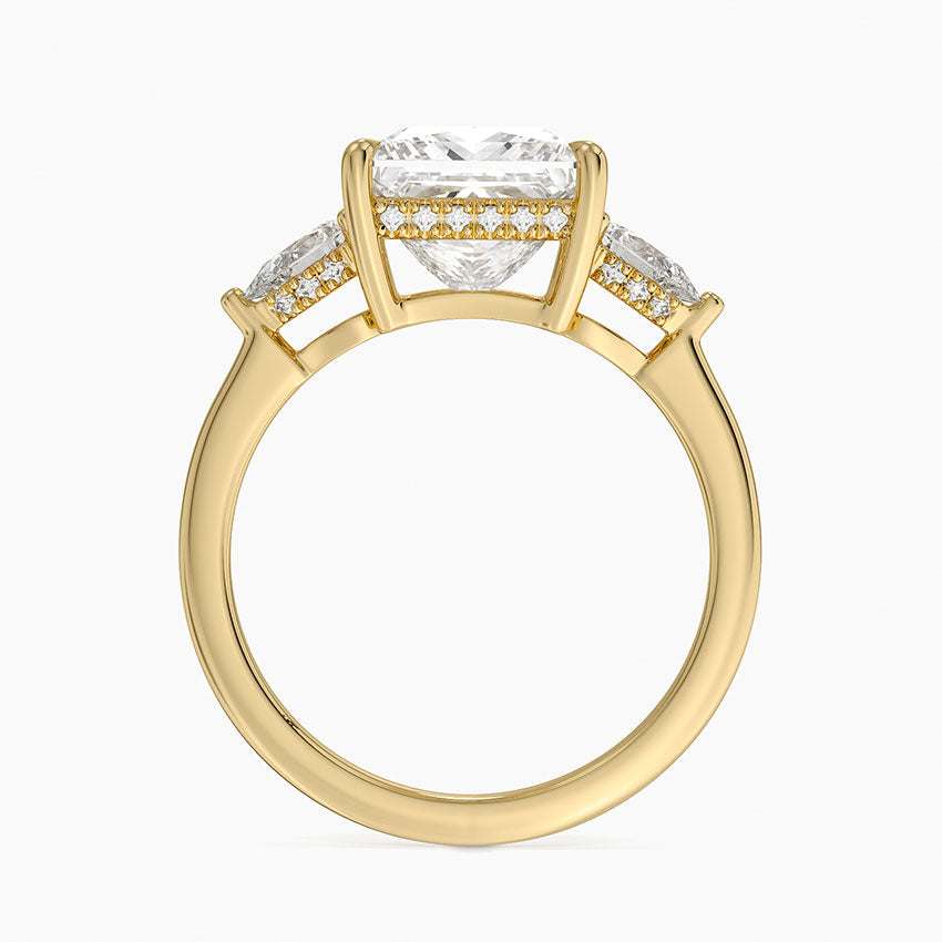 3.50 Prenses Kesim Hidden Halo Tasarım Tektaş Laboratuvar Pırlanta Yüzük - Nilora