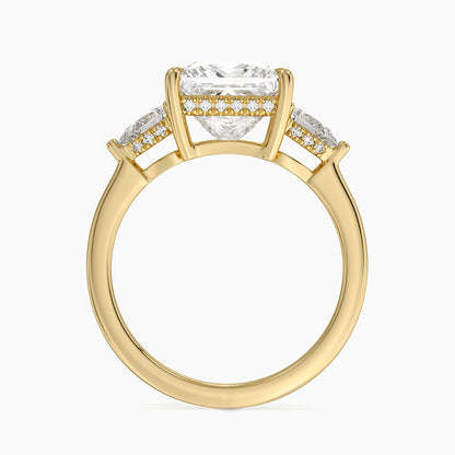 3.50 Prenses Kesim Hidden Halo Tasarım Tektaş Laboratuvar Pırlanta Yüzük - Nilora