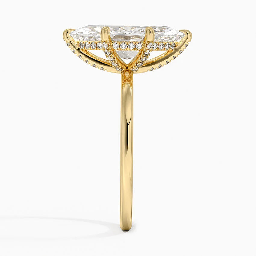 3.15 Karat Marquise Kesim Hidden Halo Tasarım Tektaş Laboratuvar Pırlanta Yüzük - Valencia