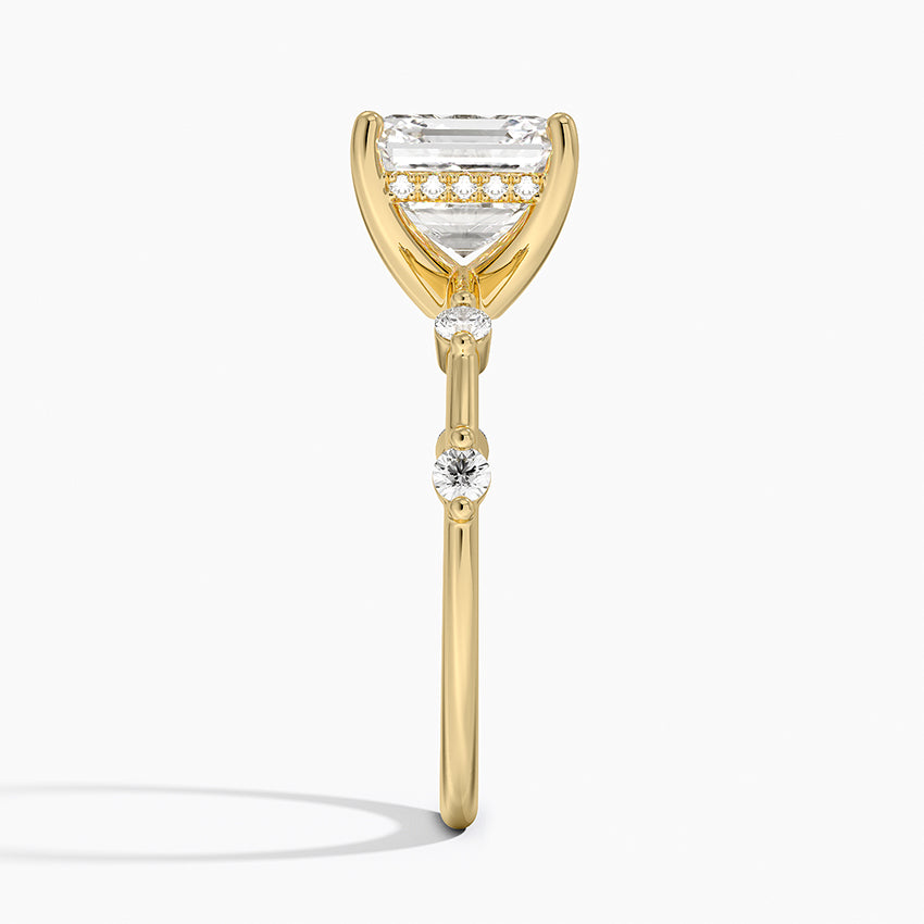 3.20 Karat Asscher Kesim Hidden Halo Tasarım Tektaş Laboratuvar Pırlanta Yüzük - Nice