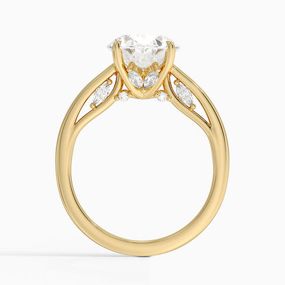 3.30 Oval Kesim Hidden Halo Tasarım Tektaş Laboratuvar Pırlanta Yüzük - Dalara