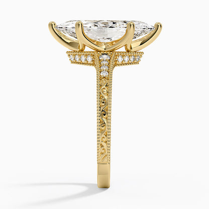 3.15 Marquise Kesim Hidden Halo Tasarım Tektaş Laboratuvar Pırlanta Yüzük - Silora