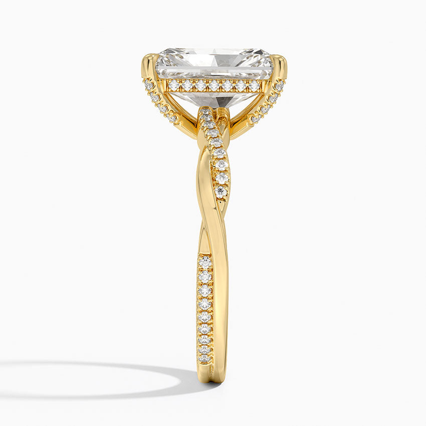 3.25 Karat Radiant Kesim Hidden Halo Tasarım Tektaş Laboratuvar Pırlanta Yüzük  - Riga