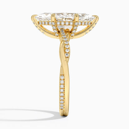 3.25 Karat Marquise Kesim Hidden Halo Tasarım Tektaş Laboratuvar Pırlanta Yüzük 18K  - Talora