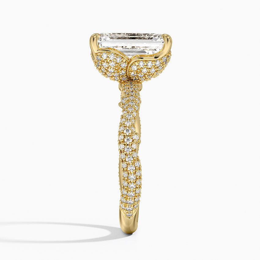 3.75 Karat Emerald Kesim Hidden Halo Tasarım Tektaş Laboratuvar Pırlanta Yüzük - Sorrento