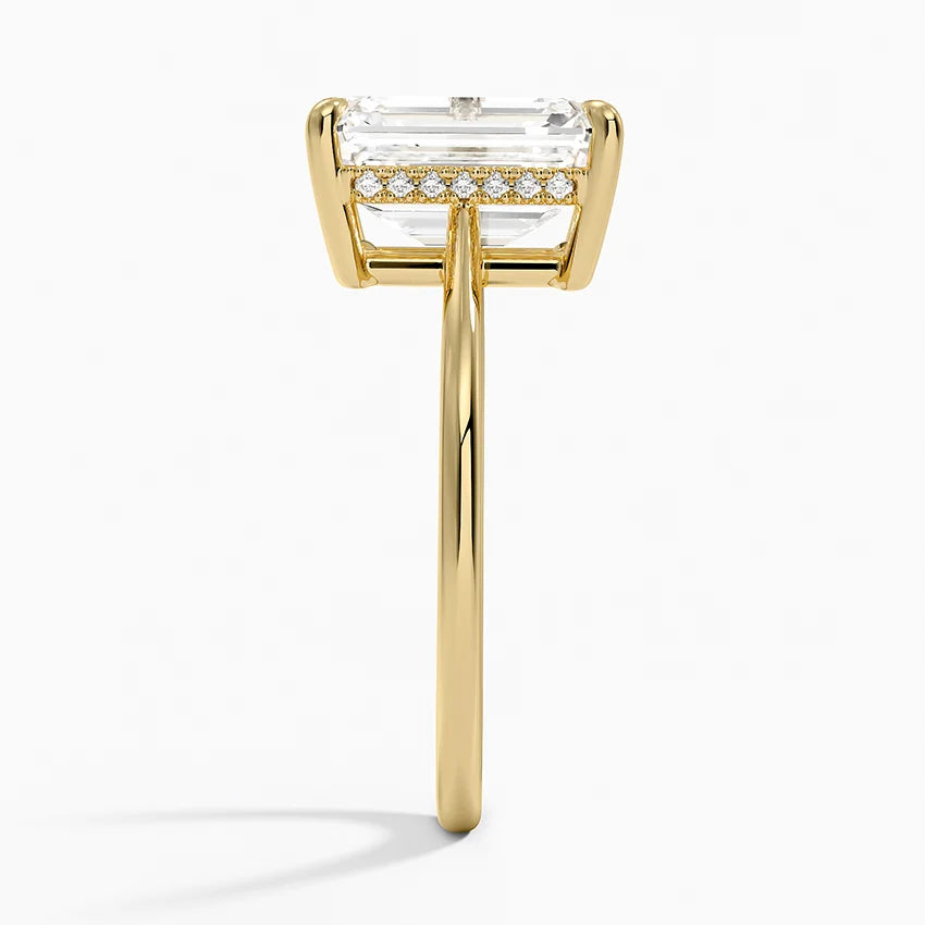 3.10 Emerald Kesim Hidden Halo Tasarım Tektaş Laboratuvar Pırlanta Yüzük - Tilora