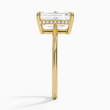 3.10 Emerald Kesim Hidden Halo Tasarım Tektaş Laboratuvar Pırlanta Yüzük - Tilora