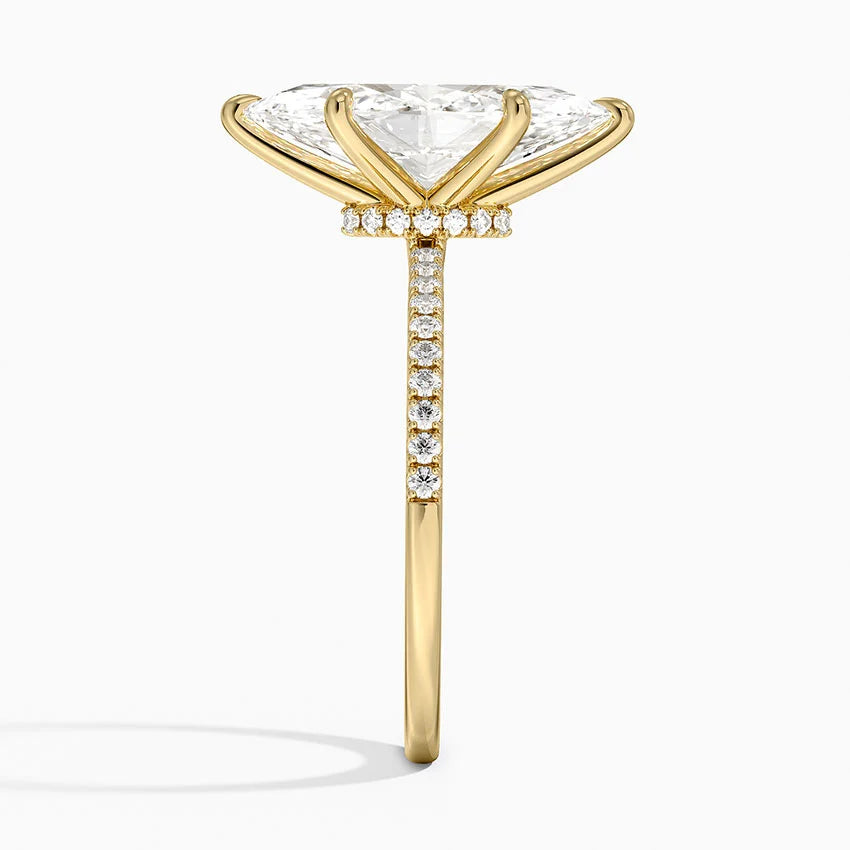 3.25 Karat Marquise Kesim Hidden Halo Tasarım Tektaş Laboratuvar Pırlanta Yüzük - Filora - Bold Diamonds