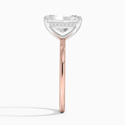 3.10 Karat Radiant Kesim Hidden Halo Tasarım Tektaş Laboratuvar Pırlanta Yüzük 18K  - Elora - Bold Diamonds
