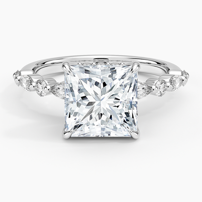 1.60 Carat Princess Halo Design Solitaire Lab Diamond Ring 18K - Florina 